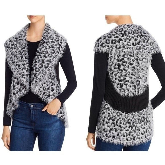 Sioni Draped Leopard Print Sweater Vest S/M NWOT - Picture 1 of 8